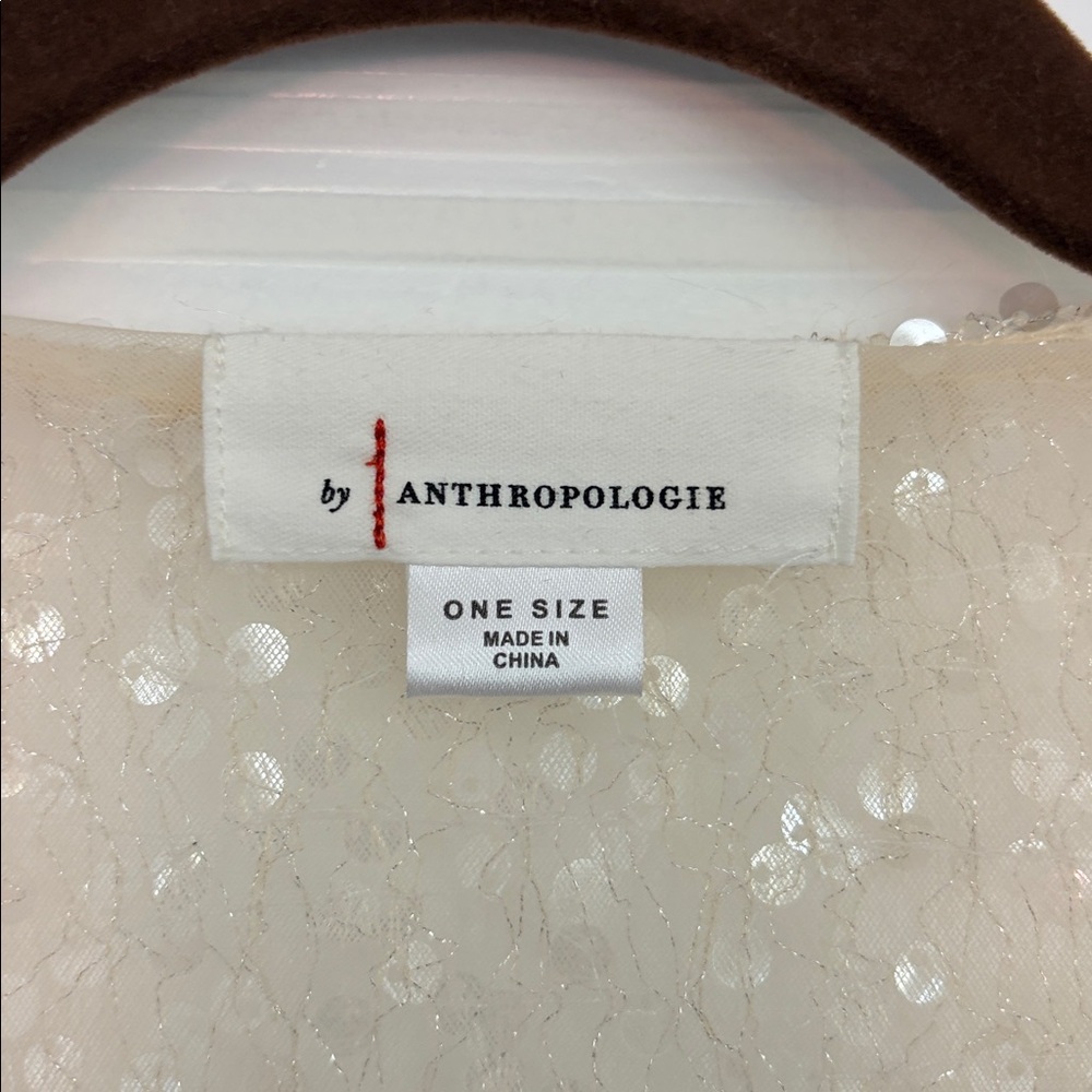 Anthropologie Cream Sequin Cardigan - Picture 3 of 9